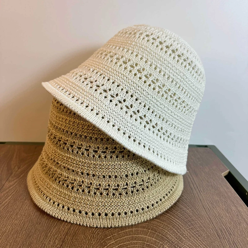 Frische und trendige gestrickte Topfmütze für Damen; Sommer-Freizeitmütze mit hohlem Sonnenschutz – Detail 16
