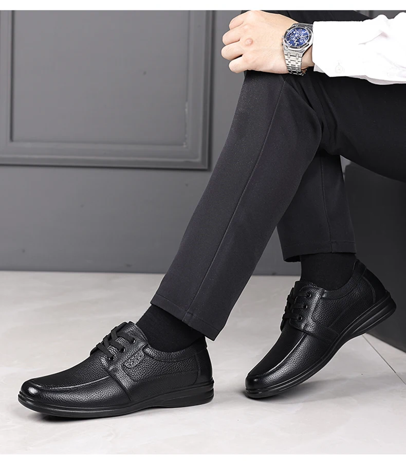 جديد الرجال مريحة للتنفس الأعمال عارضة أحذية جلد طبيعي الدانتيل متابعة مكتب رسمي عدم الانزلاق ارتداء مقاومة اللباس الأحذية