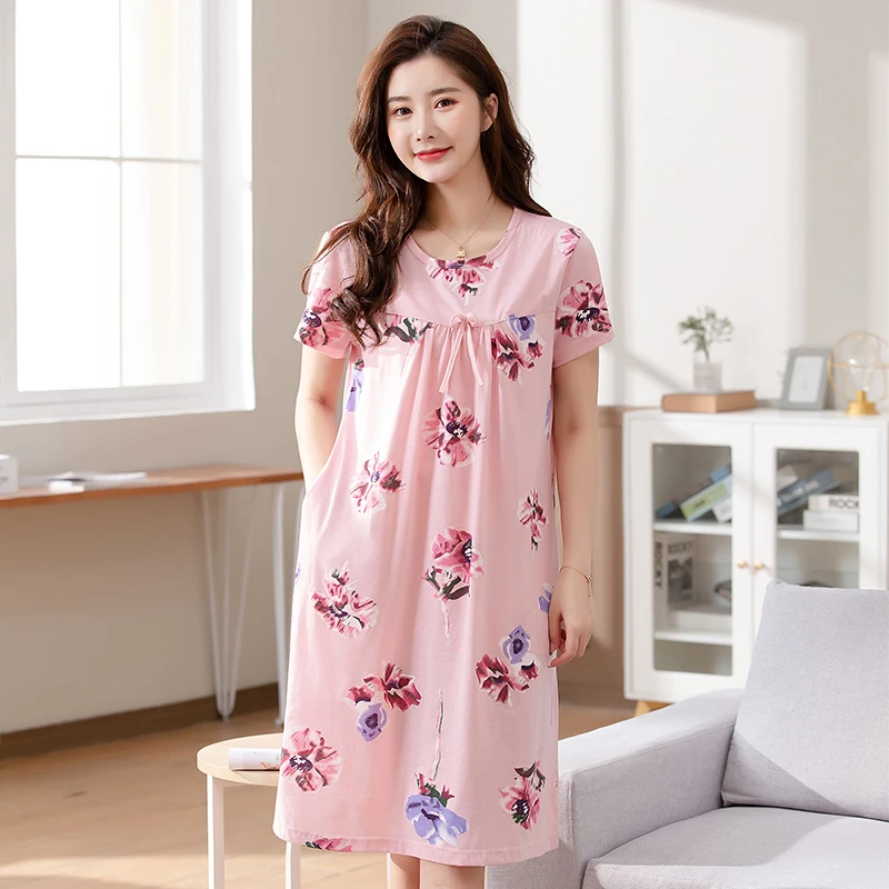 Big Size 5XL Female Cotton Nightgown 