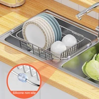 Adjustable Dish Drying Rack Stainless Steel Dish Drainer Fruit Vegetable Drainer Kitchen Sink Drain Holder Storage Rack 3