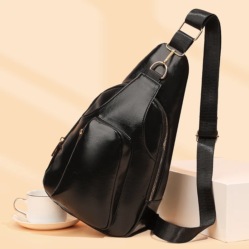 Stylish multi-pocket messenger bag - adjustable shoulder strap, zipper closure, chest bag, suitable for travel and daily use