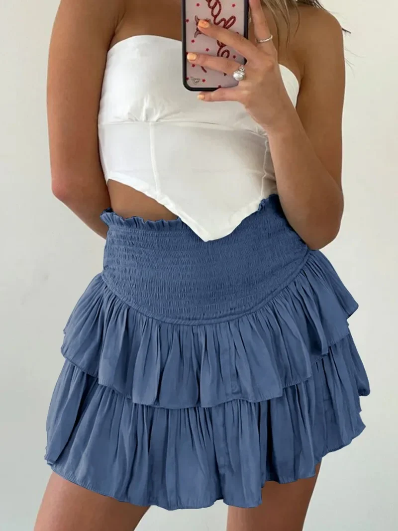 New Women's Irregular Mini Pleated Skirt with Lining Solid Colors Ball Gown Underskirt Pants Summer Solid Colors Skirts GZML0025