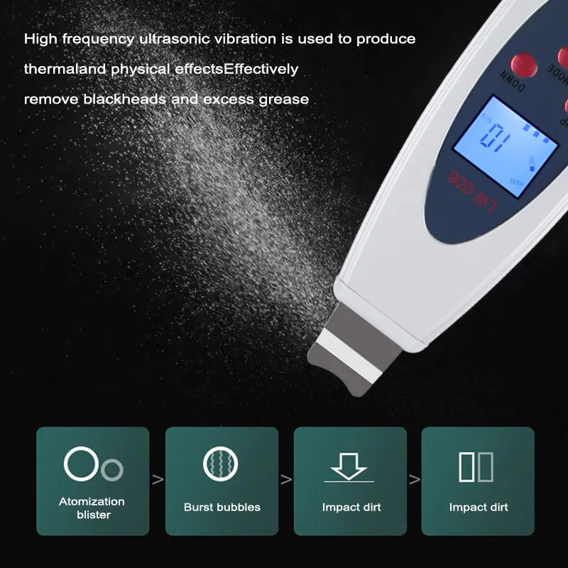 Ultrasonic Facial Scrubber Deep Face Cleaning Machine Remove Facial Massager