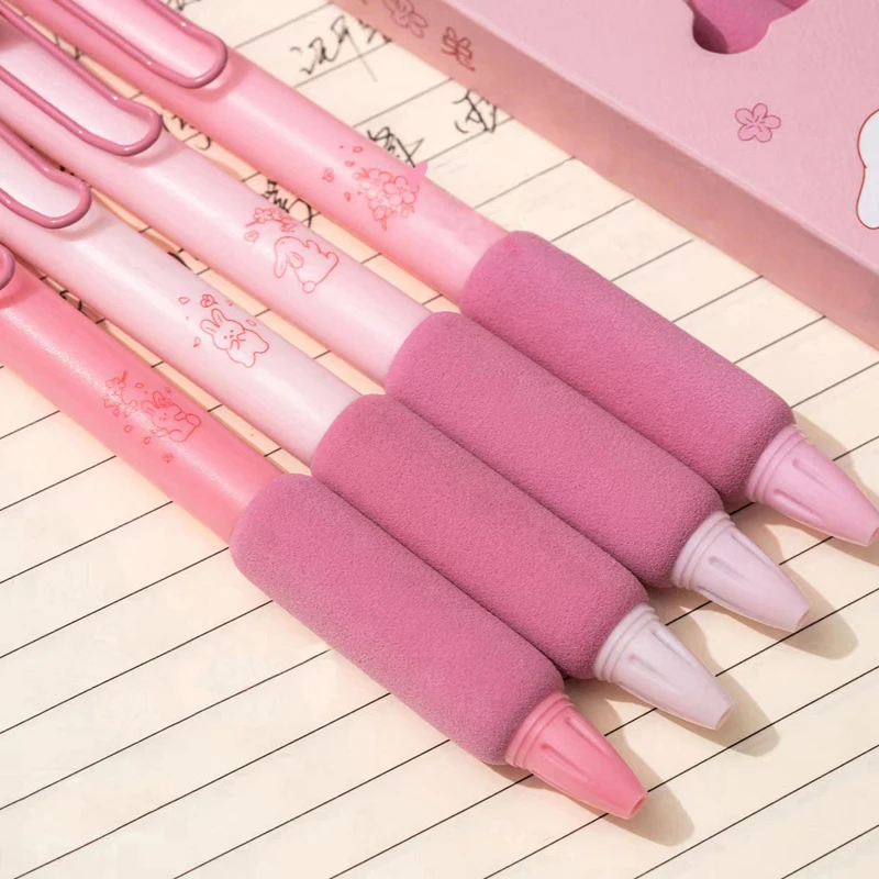 학생용 사쿠라 젤 펜 세트, 블랙 리필 필기펜, 소프트 터치 문구, 학교 사무용품, 0.5mm, 4 개/팩