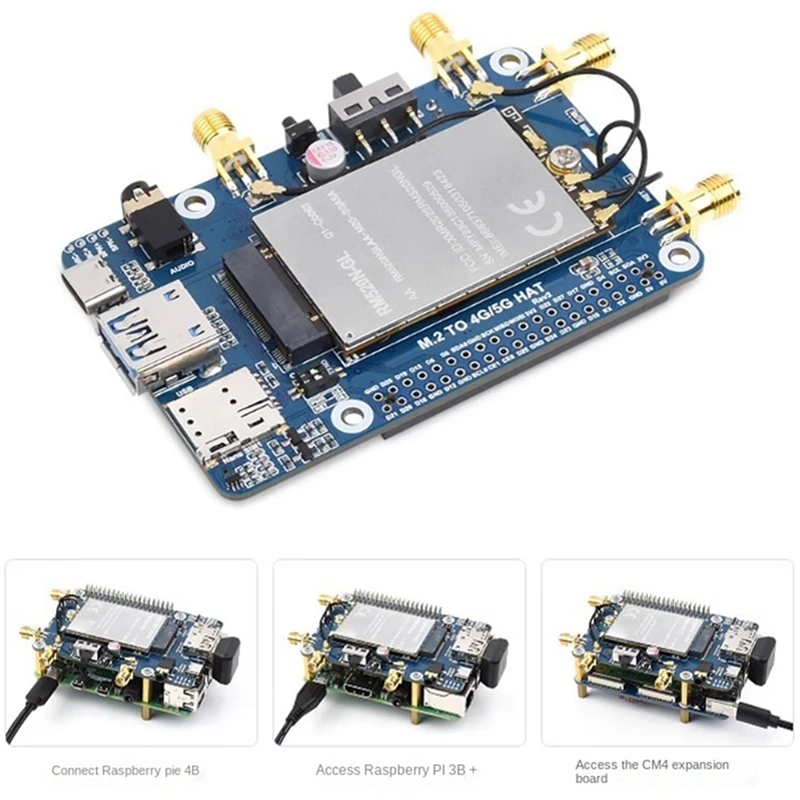 

5G Communication Expansion Board Supports 4G 3G RM520N-GL Black Plastic Global GNSS Positioning For Raspberry Pi