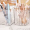 1/2pcs Acrylic Square Pen Holder, Minimalist Clear Desk Organizer for Pens, Pencils, and Stationery, Home, and Office Use 4