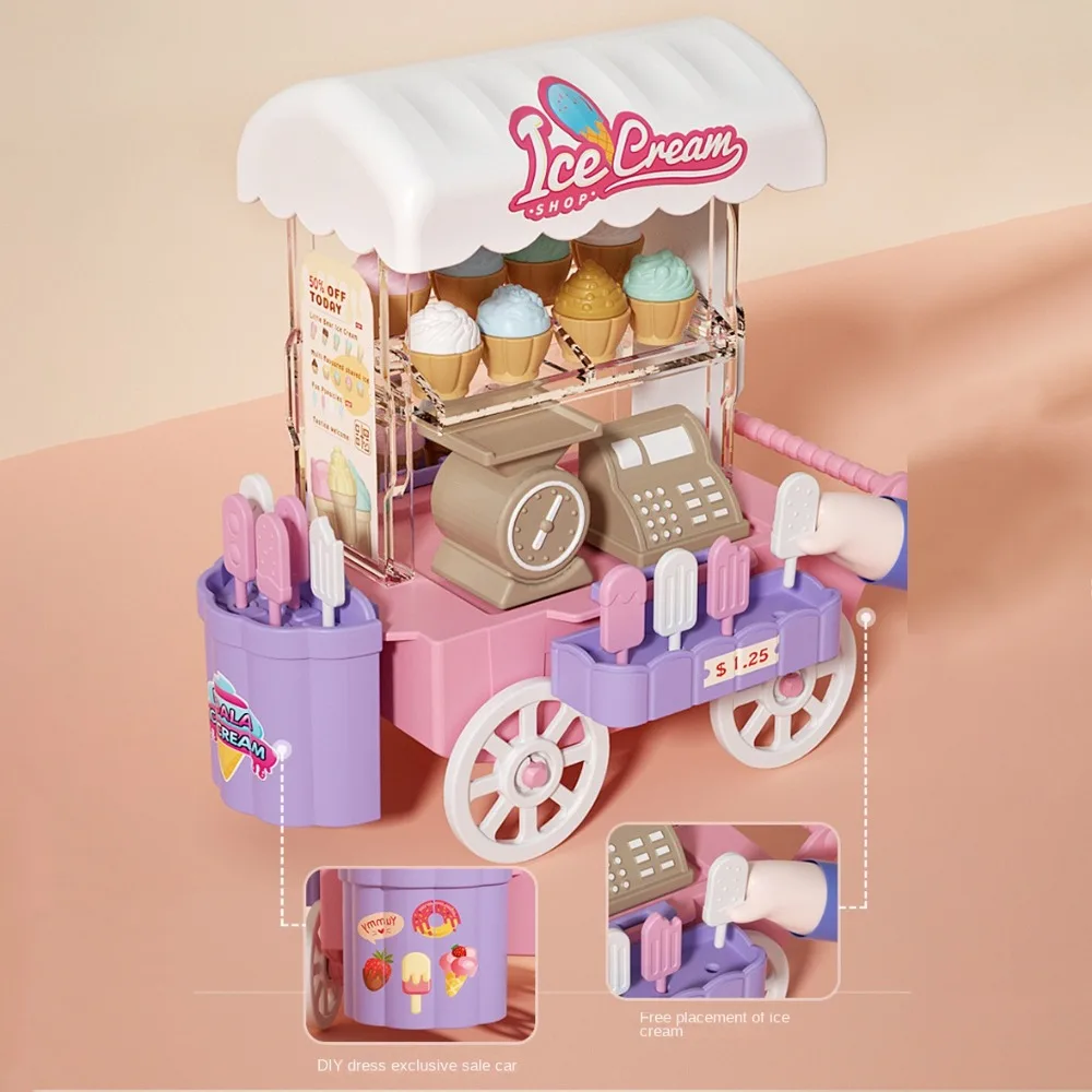Dessert Stand Ice Cream Truck Toy Luminous DIY Mini Bread Truck Mini Colorful Children's Food Stand Truck Toy Pretend Play House 2