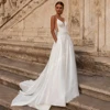 Elegant Women A-Line Wedding Dresses Romantic Deep V-Neck Princess Bride Gowns Engagement Banquet Vestidos De Novias Customized 1