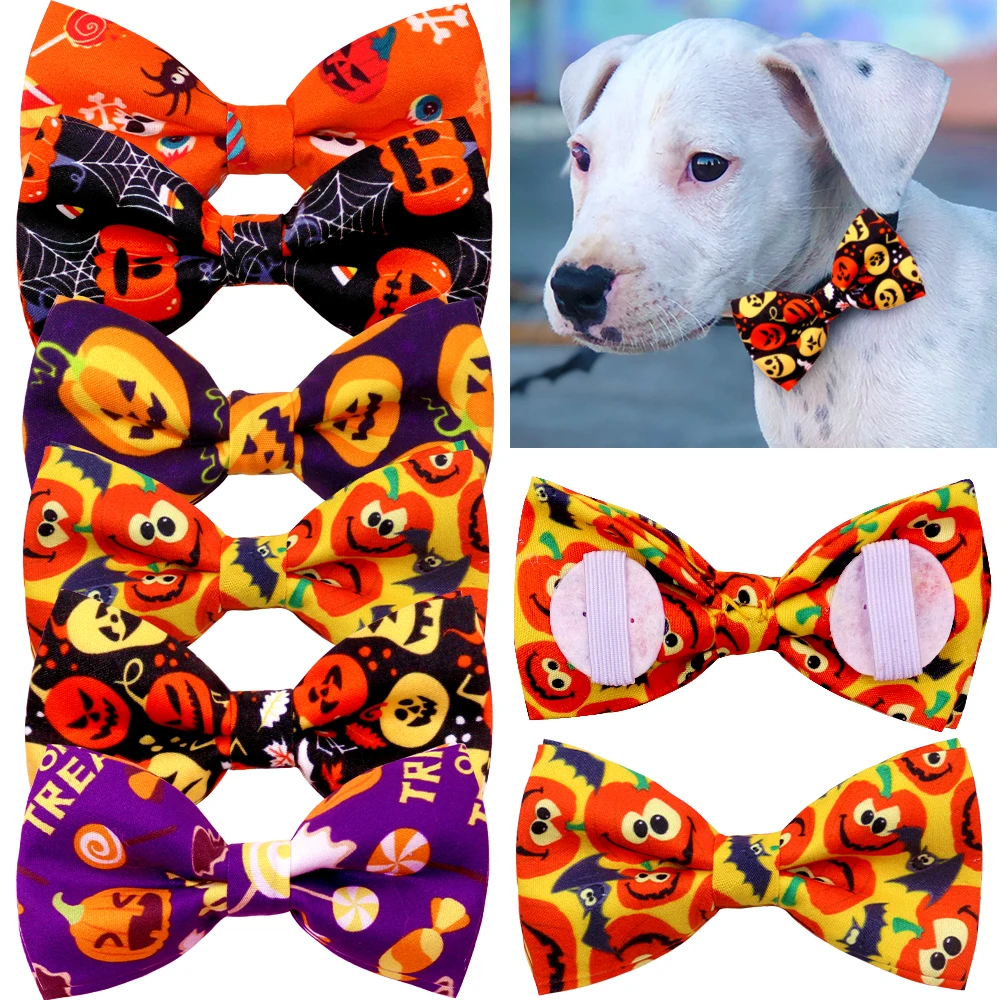 10Pcs Halloween Pet Dog Cat Bows Collare Bulk Slidable Collare Per Cani Accessori Per Collare Per Cuccioli Di Cane Di Piccola Taglia Fornitore Di Anim