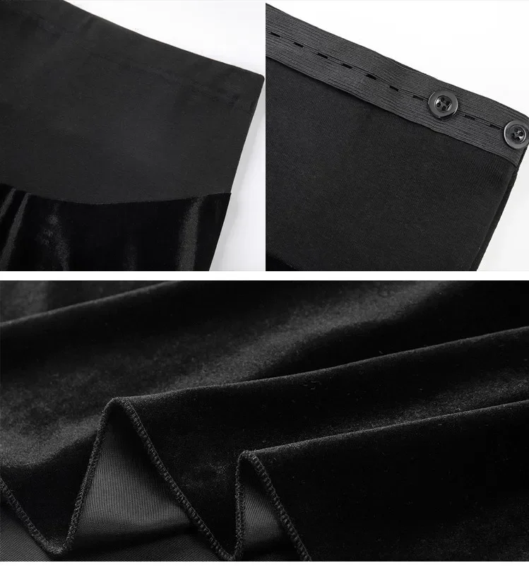 Korean style autumn pregnant women pleuche skirts abdomen long maternity fishtail skirt black umbrella skirt belly skirts