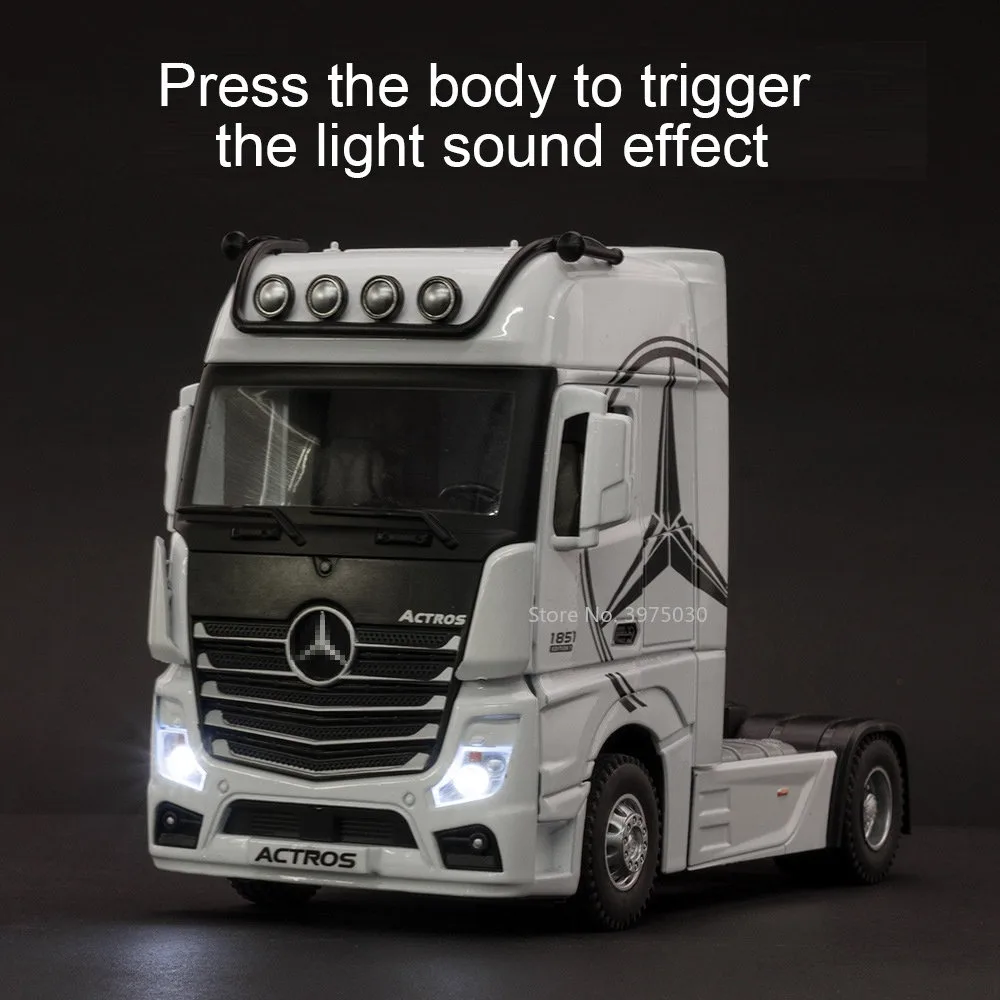 1/36 Lega Container Trailer Truck Head Car Model Toy Diecast Metal Engineering Transport Vehicle Model Cars For Children Gifts