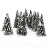 10pcs Model Pine Trees Miniature White Snow Trees Winter Forest Train Railway War Game Layout Landscape Diorama Scenery OO Scale 4