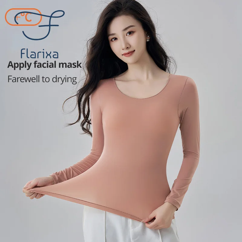 Flarixa Seamless Thermal Underwear Women's Winter Warm Top 37°Constant Temperature Thermo Lingerie Thin Comfort Thermal Clothing images - 6