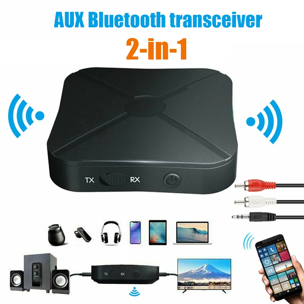 2 IN 1 Real Stereo Bluetooth -compatible 5.0 Receiver Transmitter Bluetooth Wireless Adapter Audio With 3.5MM AUX For TV MP3 PC