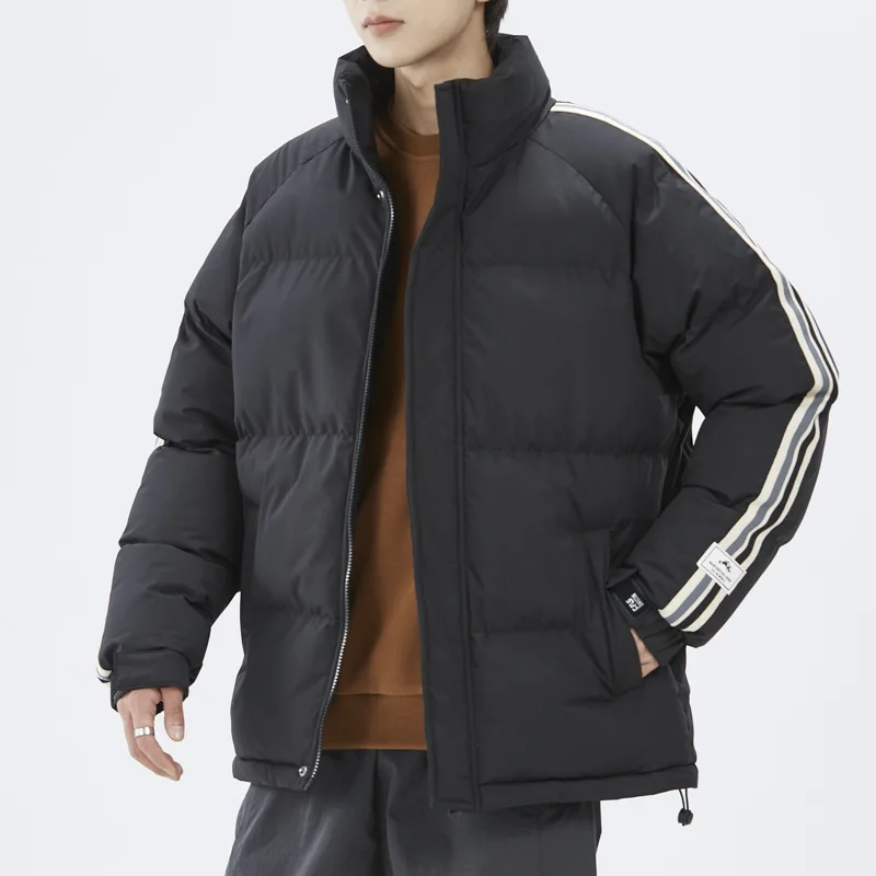 Winter Men's Down Cotton Jacket Oversized Thickened Cotton Coat Fashion Casual Solid Color Stand Up Collar Slim Fit Warm Coat