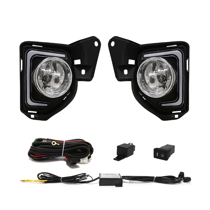 

2pcs Car Front Bumper Fog Car Lights Driving Lamp Headlight Hoglamps Cover With Wire For Toyota Hiace 2014-2018 High Quality