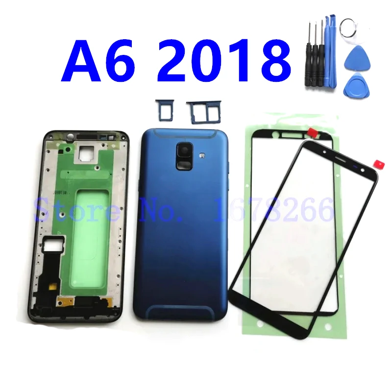 

For SAMSUNG Galaxy A6 SM-A600FN/DS A600 2018 Full Housing Middle Frame Battery Back Cover A600F LCD Front Glass Lens