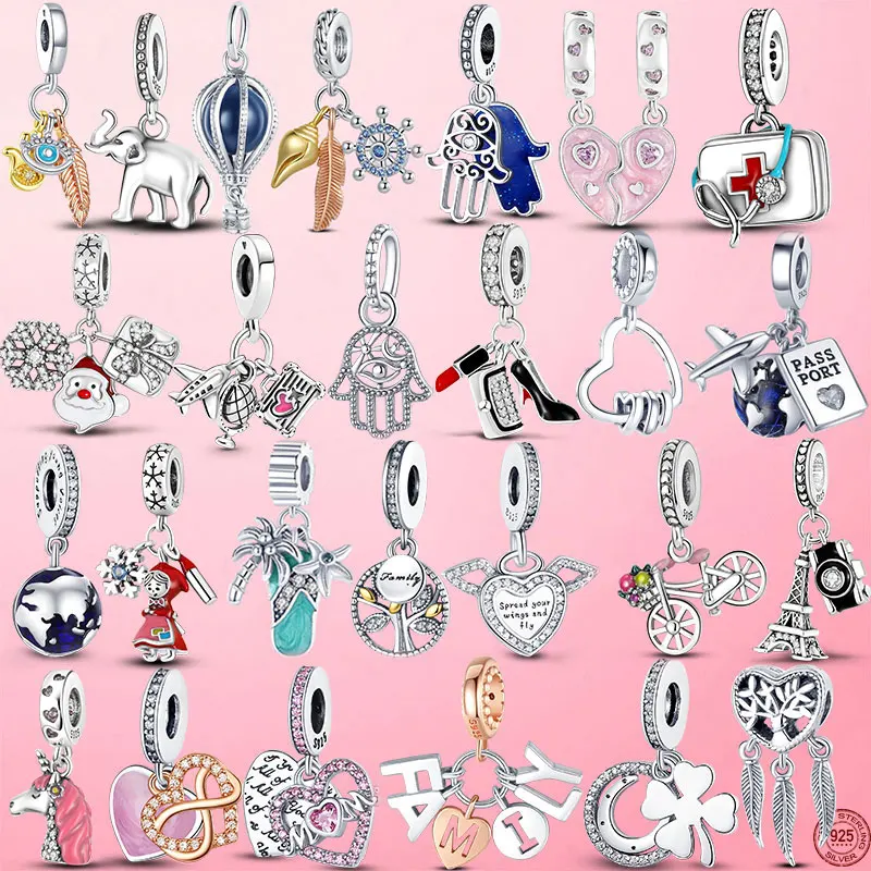 SALE HOT 925 Sterling Silver Sparkling Family Tree Dangle Charm Beads Fit Original Pandora Bracelet Pendant Necklace Jewelry | Украшения и