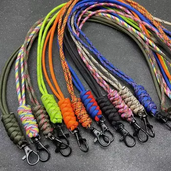 Paracord Keychain Lanyard Rotatable Buckle Knife Rope Parachute Cord Outdoor Survival Backpack Key Ring Neck Hanging Rope Tool