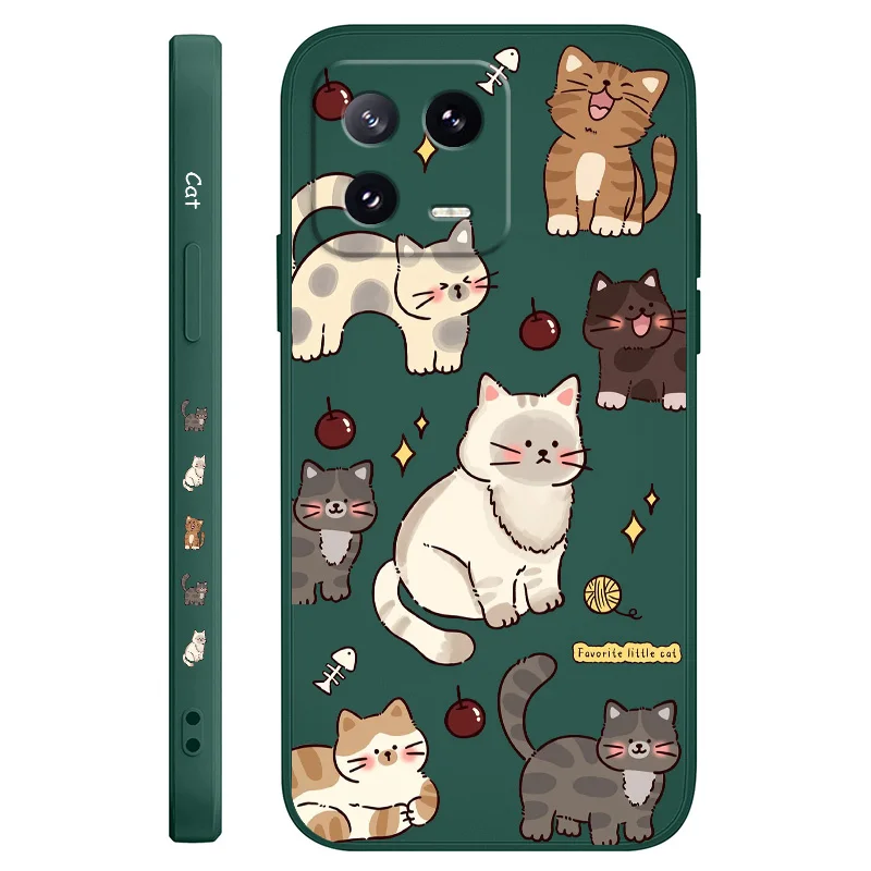 Adorable Cat Liquid Silicone Phone Case Cover