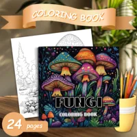 Fungi Coloring Book 24 Page Adult Picture Books Gift For Birthday Party Relieve Stress Kill Time Graffiti Painting Drawing Art 1