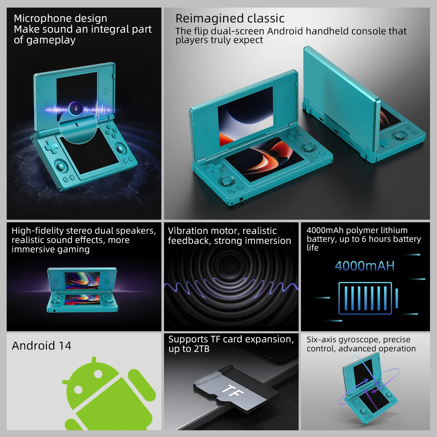 Anbernic RG DS Handheld Game Console Player Dual 4.0 IPS Screen Android 14 Dual App Split Retro Video Game Consoles  Hall Switch - 3