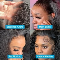 Perruques Lace Front Bouclées Crépues de 42 Pouces en Cheveux Humains 13x6 13x4, Perruque Jerry Curly en Cheveux Humains pour Femmes avec Baby Hair 6