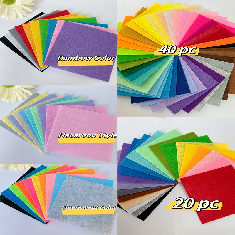 20/40pcs 1MM Thick Multi-Color Soft Felt Piece Non-Woven Aterial For Sewing And Splicing Of Handicrafts Self-made Accessories felt fabric sheet