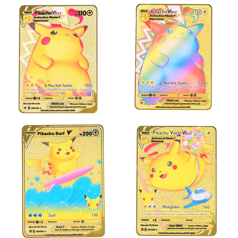 Pokemon Collectible Metal Cards, 27 Pikachu Costumes, Games, Toys for Kids  VMAX GX Anime Characters, Birthday Gifts|Game Collection Cards| - AliExpress