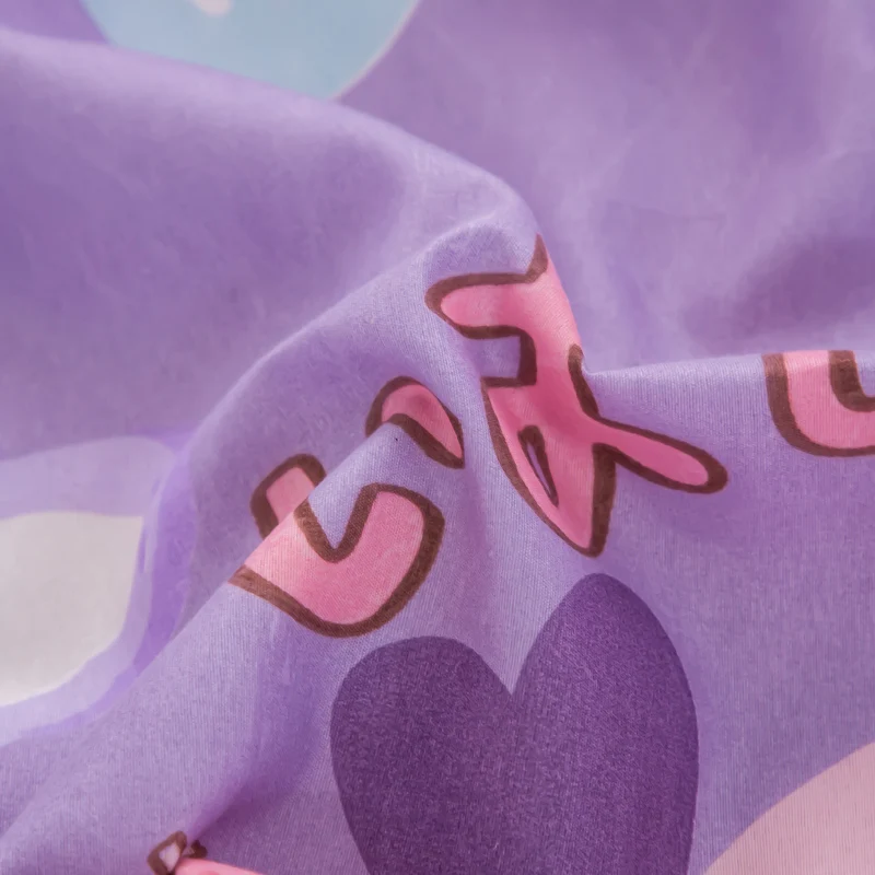 1pc Purple Color Bed Fitted Sheet for Double Bed Rabbit Printed Cartoon Kids Bed Sheet lençol de cama casal (without pillowcase) 6