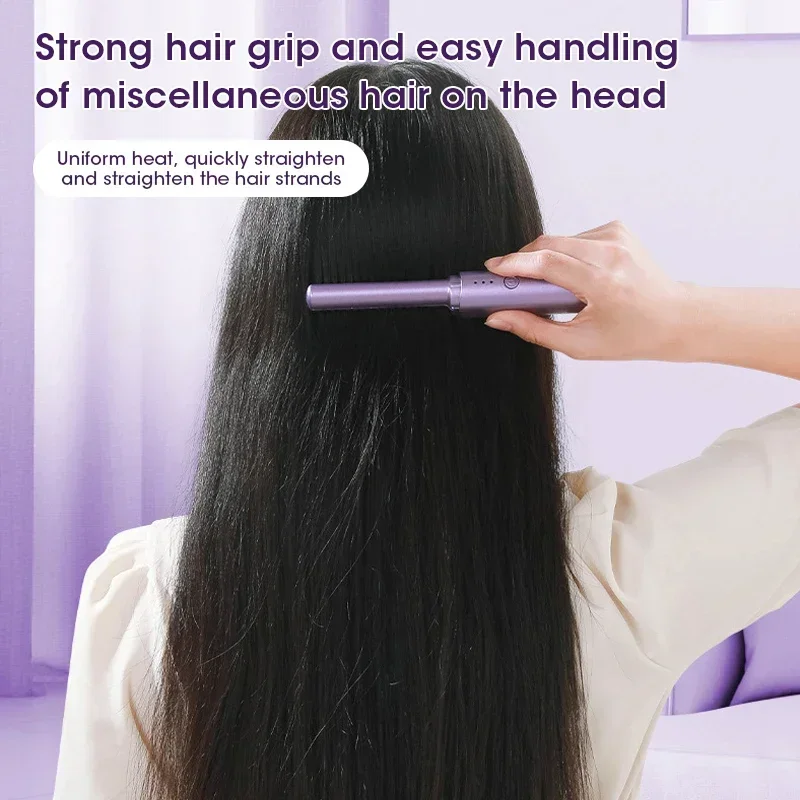 Hair Straightener Brush Hair Straightener Comb Hair Straightener Portable Straight Hair Comb Intelligent Constant Temperature Hair Care USB Mini Curling Iron Negative Ion Straight Comb