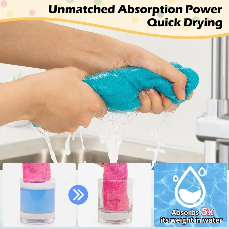 10/1x Microfiber Cleaning Cloth Double Layer Super Absorbent Towels Thickened Soft Drying Cloths Kitchen Car Care Washing Towel 4