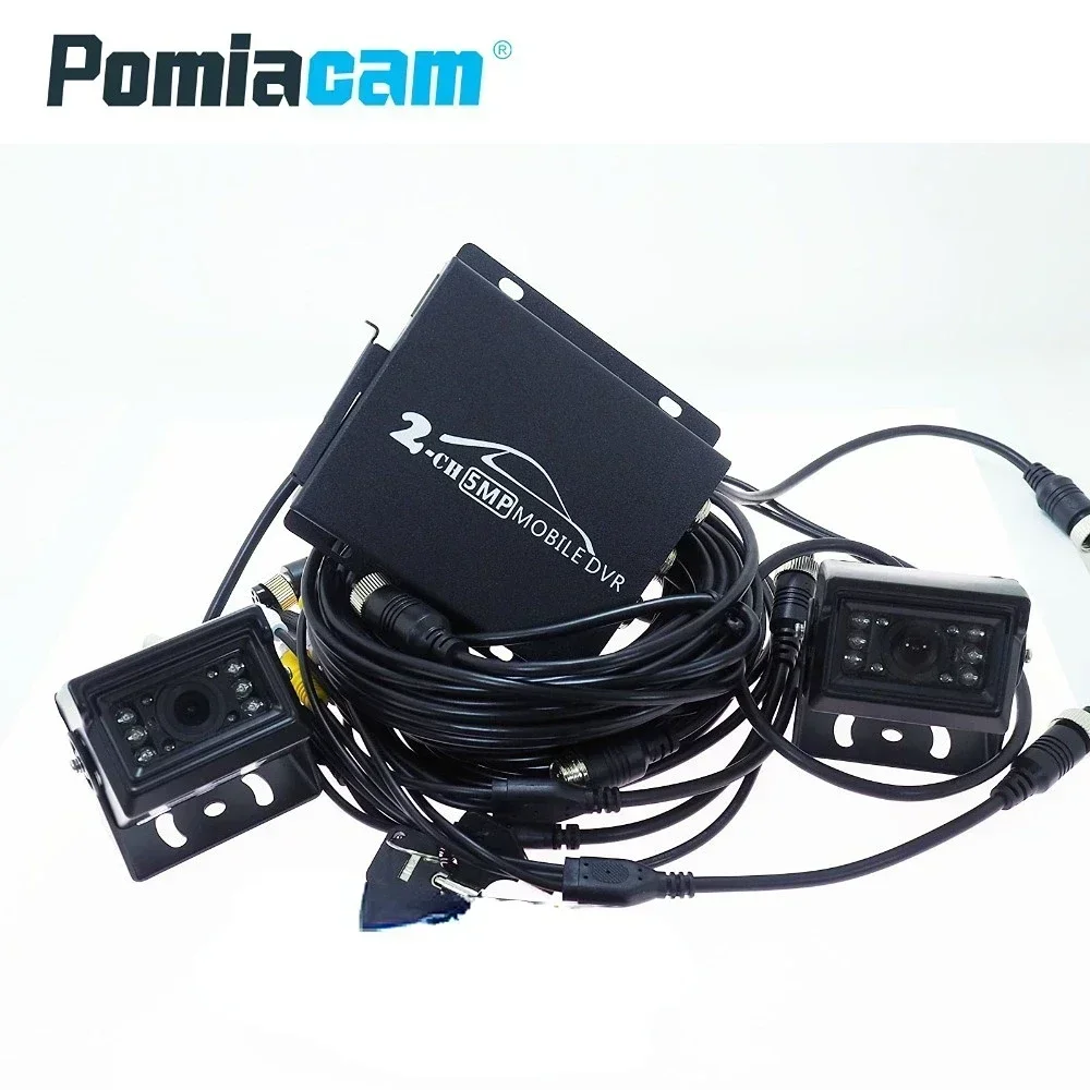 T780 2CH video recorder with 2PCS 1080P AHD camera , Video Surveillance System Car Mobile DVR Kits mini vehicle DVR