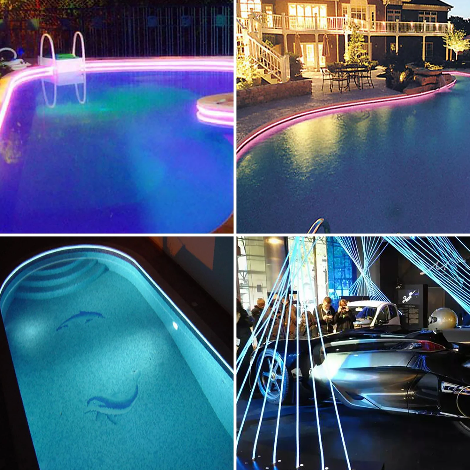 1Meter Diameter 10mm to 14mm Side Glow PMMA Fiber Optic Cable for swimming pool lights outline decoration