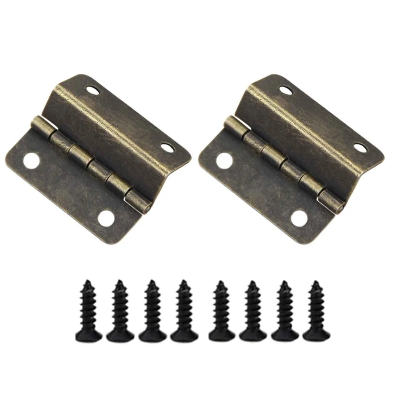 2Pcs Jewelry Box Decorative Hinges Antique Butt Hinges 4-Holes Three-Folding Hinges for Door, Cabinets, Furniture
