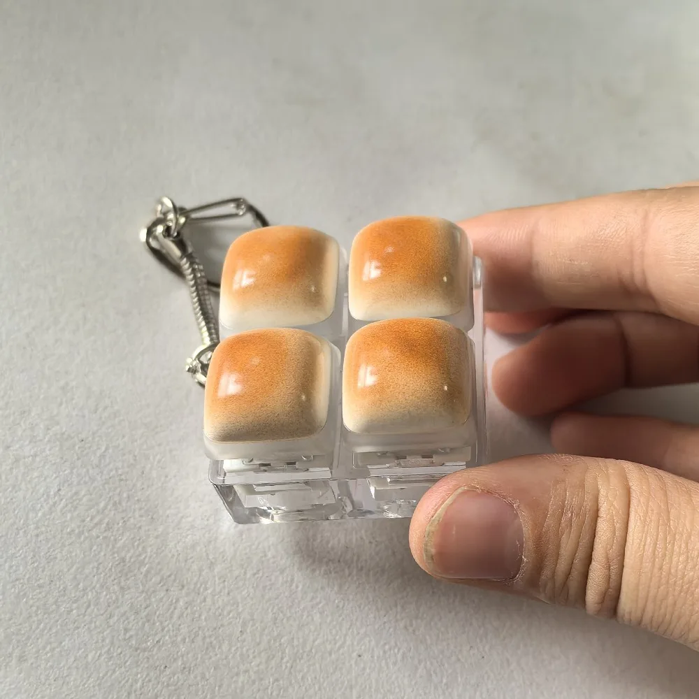 Karamell Brot Design Zappeln Schlüsselbund DIY Tastatur Tasten Taste Taste Keycap Schlüsselbund Relief Stress Keycap Finger Tastatur Kappe