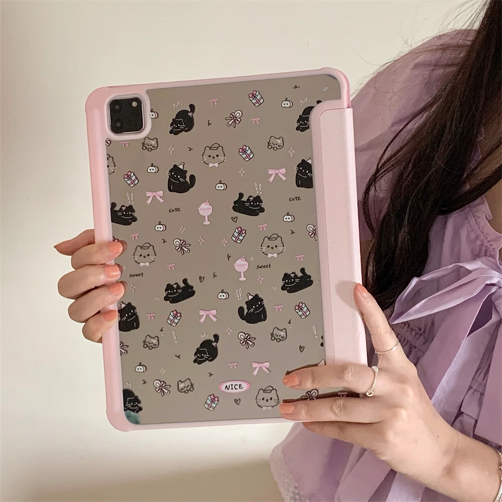 iPad本体 NeKo IPad用の素敵な子猫保護ケース,Pro air 11, 13, 12.9,m2,m4,10