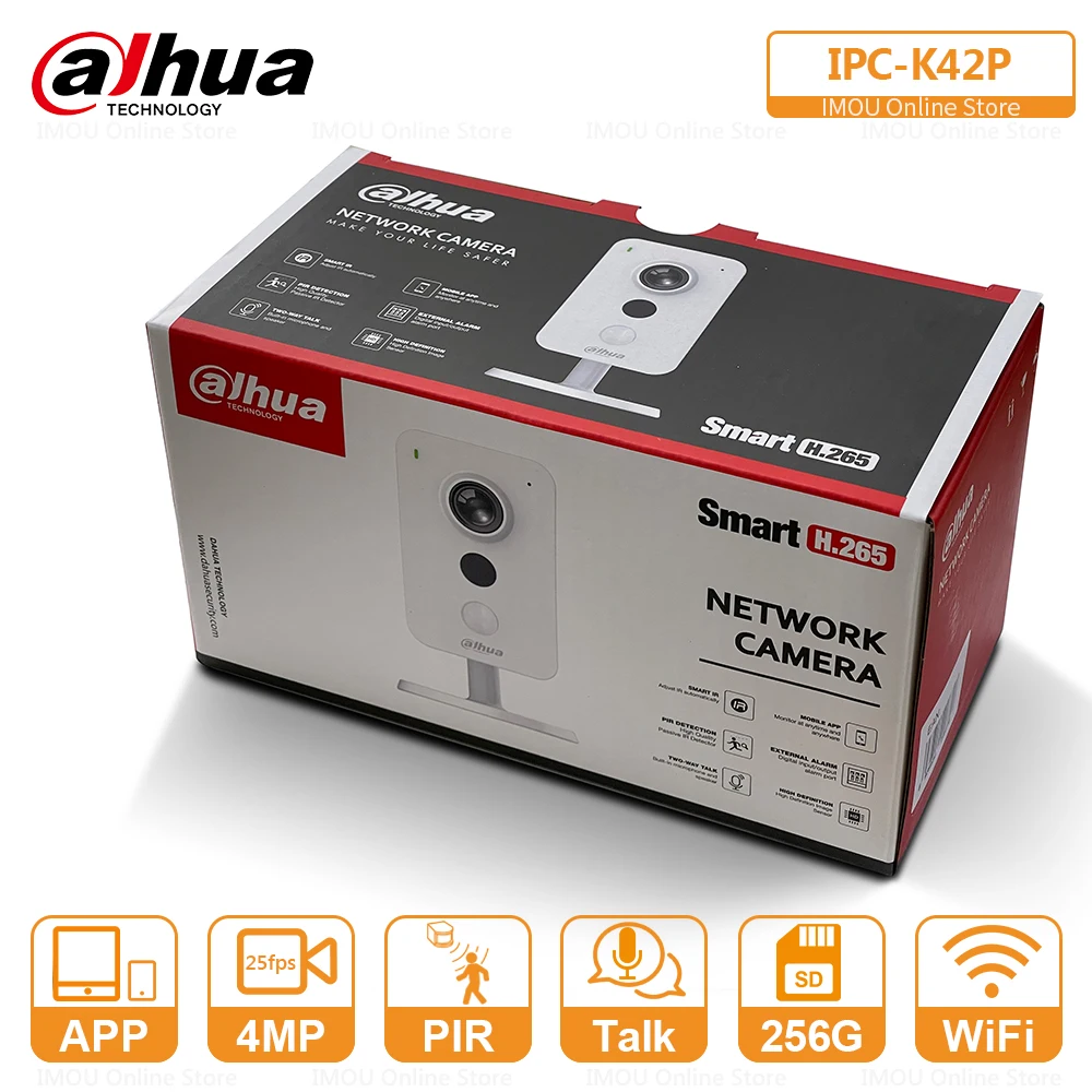 DAHUA Cube 4MP QHD IP Camera Wi-Fi and Ethernet Connection External Alarm Interface PIR Detection Two-Way Audio Sound Detection ip camera,wifi camera,surveillance camera,wifi ip camera,camera module