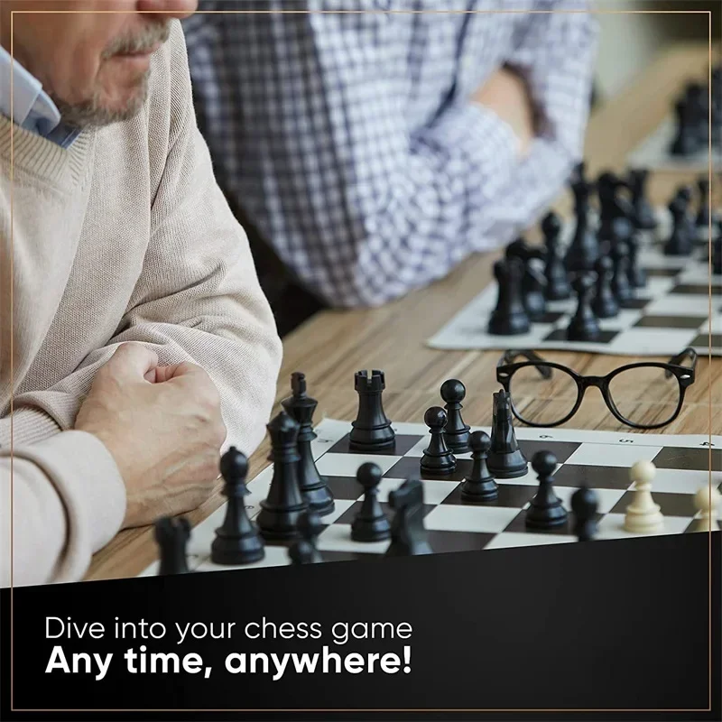 Tournament Chess Board Portable Rollable Soft Chessboard Non Slip Travel Chess Board Mat 35/43/51CM