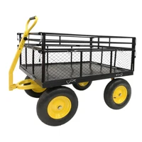 LZBEITEM Steel Garden Cart, Heavy Duty 1400 lbs Capacity, with Removable Mesh Sides to Convert into Flatbed, with16 in Tires 1