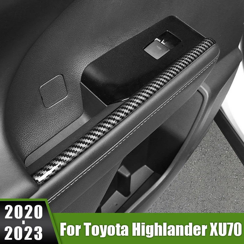 

For Toyota Highlander XU70 Kluger 2020 2021 2022 2023 Hybrid Car Window Glass Lift Switch Panel Side Armrest Trim Strips Sticker