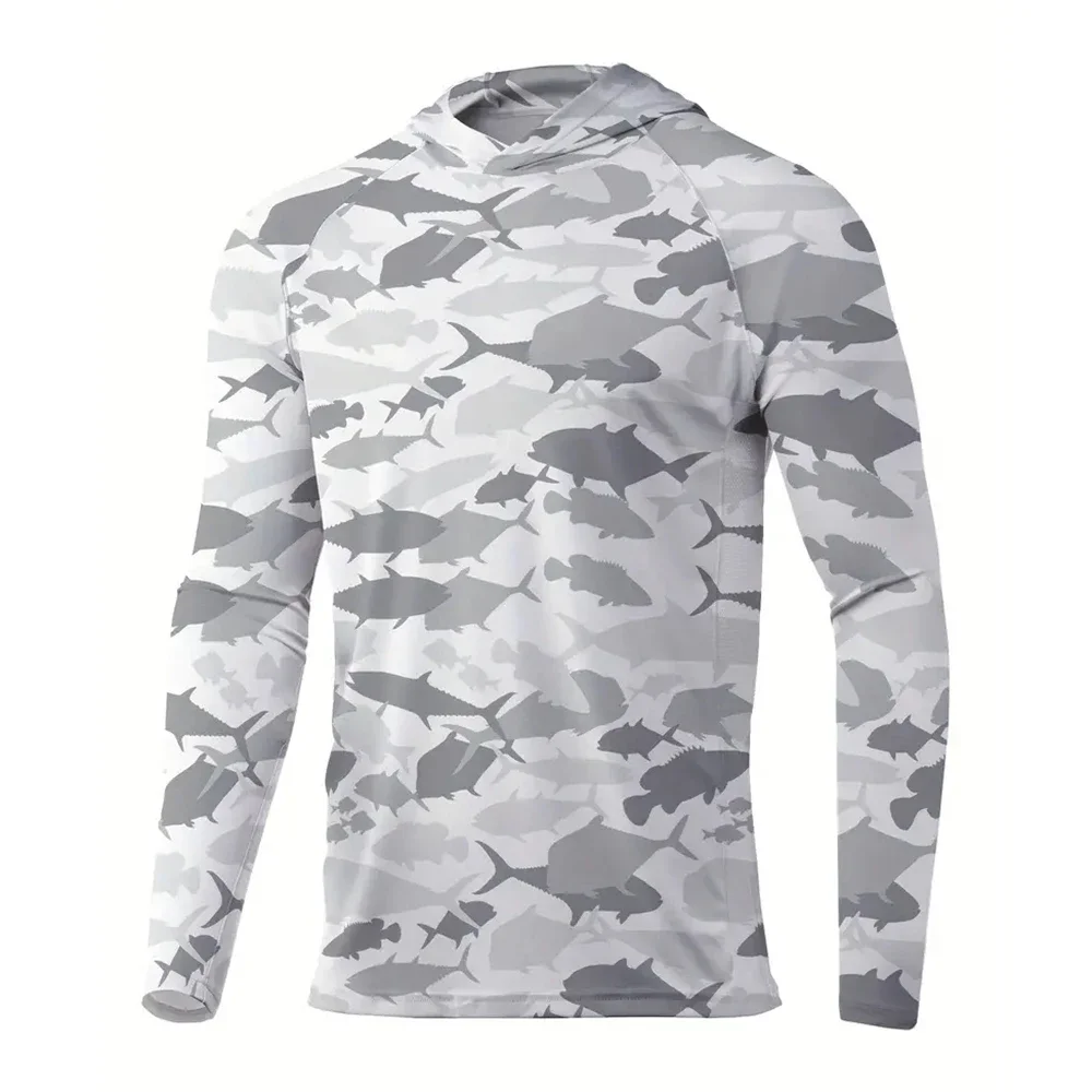 2025 Men's Sun Protection Hooded T-shirts UPF 50+ Long Sleeve Quick Dry Breathable Hiking Go Fishing Shirt UV-Proof TOPS 4XL