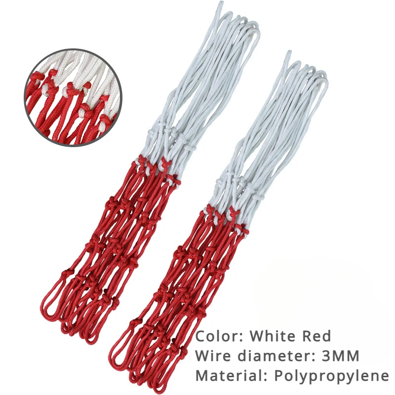 2PCS Standard Basketball Net Red+White+Blue Tri-Color Basketball Hoop Net Powered Hoop Basket Rim