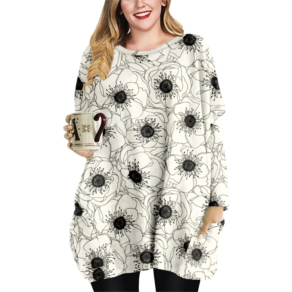 

SOJINM Floral Printing T-shirt Female Summer Casual Vintage T-shirt Clothing Fashion Autumn Top Long Sleeve Blouse Oversized 6XL