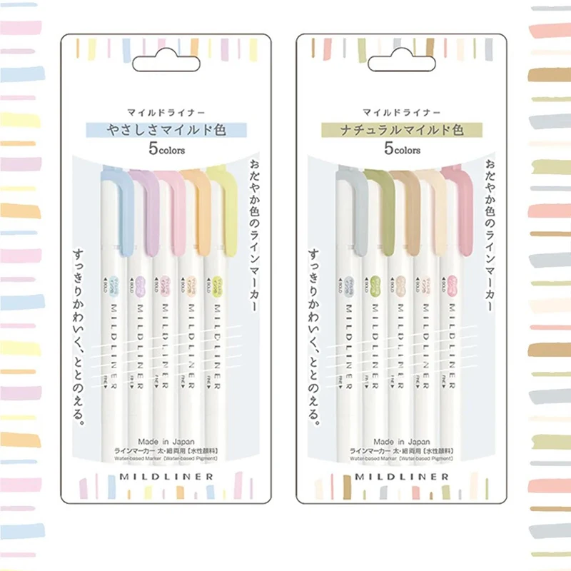 Zebra Mildliner Double-Sided Highlighter 5 Color Set WKT7-5C-RC