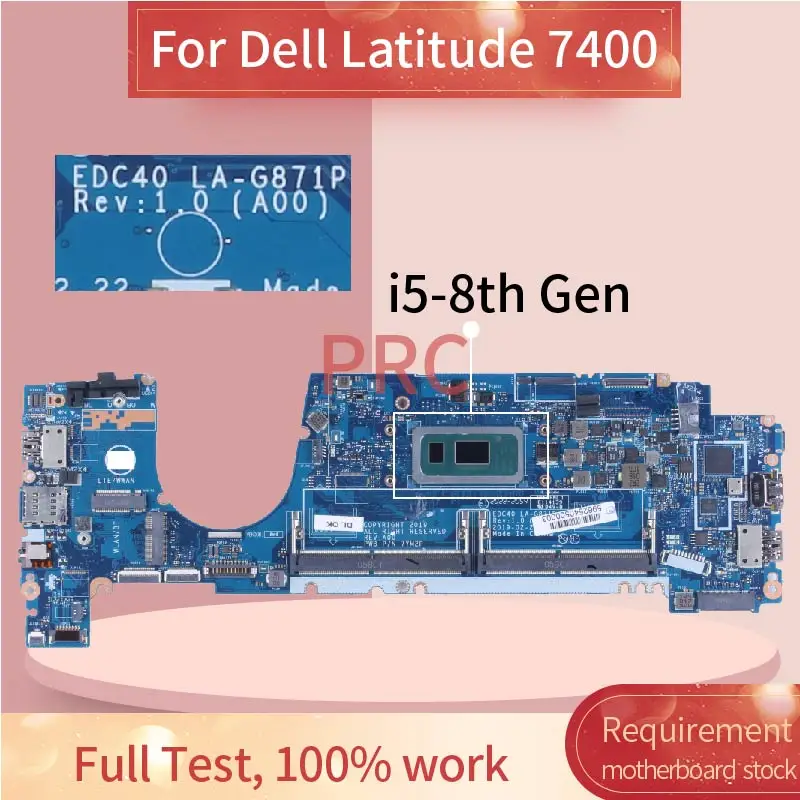 para Dell Latitude 7400 Laptop Motherboard i5 i7 Edc40 0wrhwp 0dcm71 0fwc0g 0fhpj8 0g2kkx G2kkx Notebook Mainboard Ddr4 La-g871p - Imagem 2