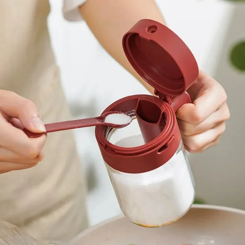 Glass Seasoning Jar with Separating Spoon for Home Kitchen