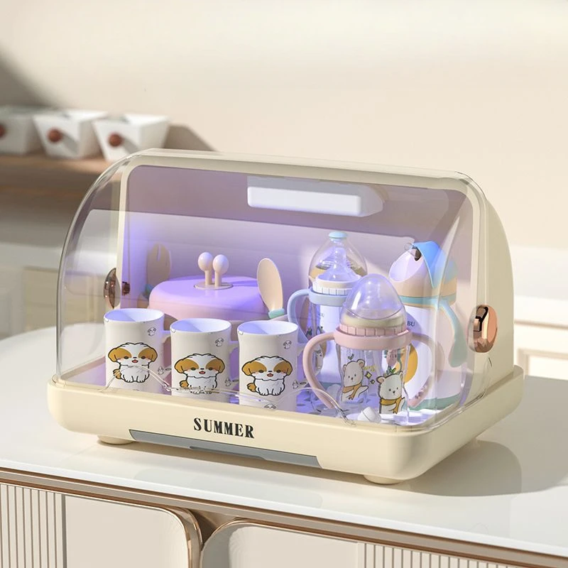 Multifunctional Baby Bottle Sterilizer with UV Disinfection, Drying Rack, Storage Case & Feeding Tool Organizer for Infant Care