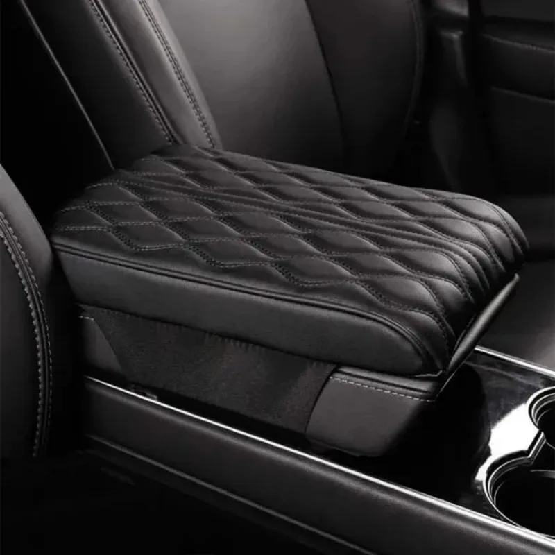 PU Leather Car Armrest Pad Cover Universal Center Console Wave Embroider  Auto Seat Box Protection Cushion Hand Supports