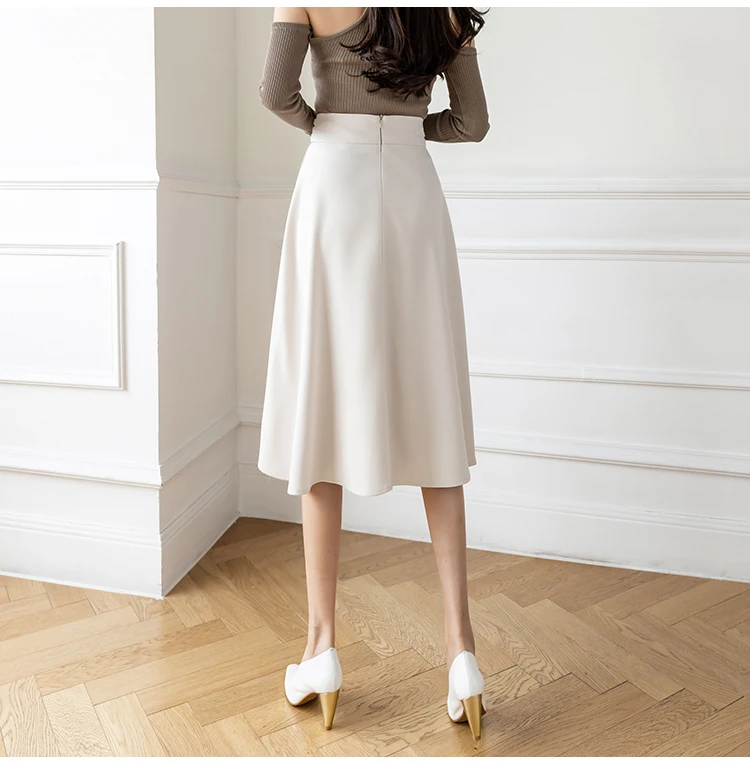 denim skirts for women 2022 Women Skirt High Waist Button Stylish Casual Street OL Office Ladies Midi Pleated A-line Suit Skirts Elegant Faldas satin midi skirt